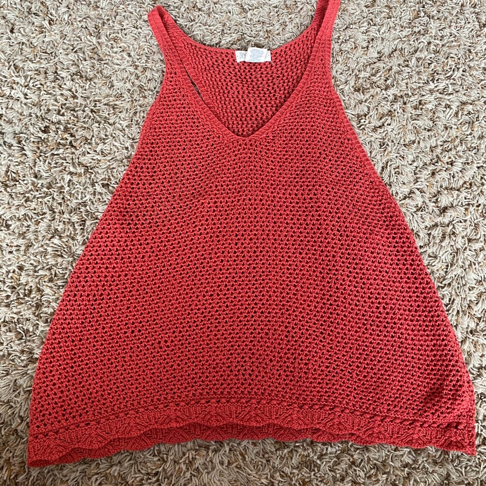 Red Orange Crochet Tank Top